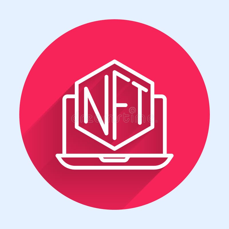 Notebook mit weißer Linie und Symbol mit künstlerischer App, isoliert mit langer Hintergrund. Verkaufstechnologie für nft tokens vektor abbildung