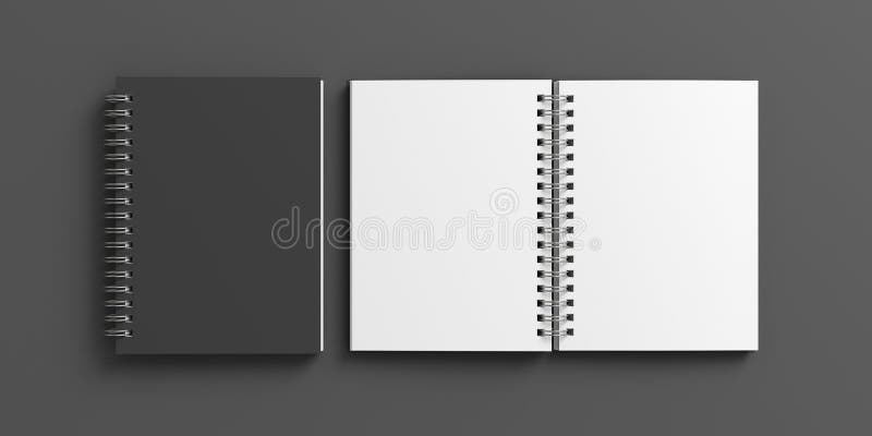 Mock Up Of Black And White Notebooks Notepad On A Spiral