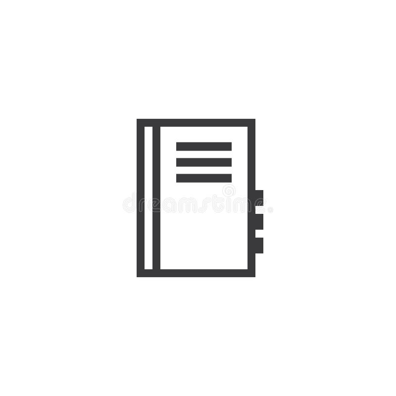 Notebook outline icon. isolated document paper note icon in thin line style for graphic and web design. Simple flat symbol Pixel P stock illustration