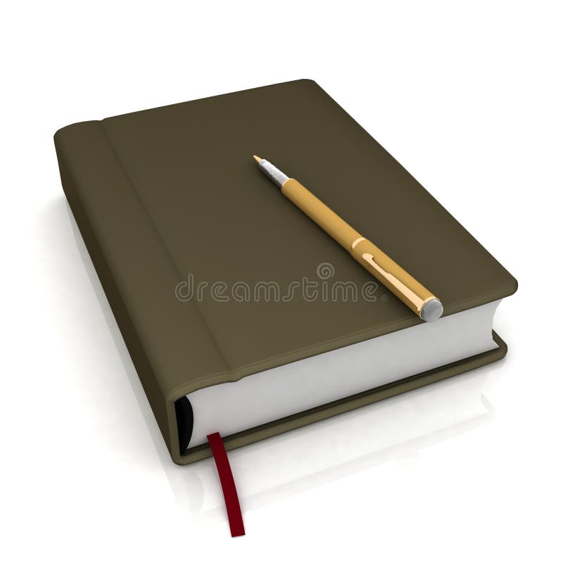Notebook and pen stock illustration