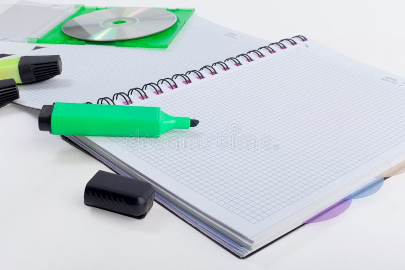 Notebook with pen and disk