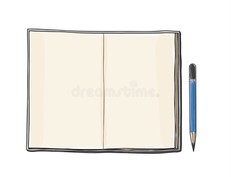Notebook and pencil art hand drawn layout template vector illus vector illustration