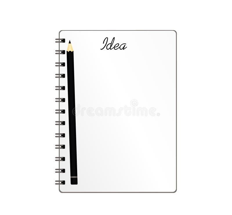 Notebook with a pencil for education, business. Product for a book with paper and concept. Empty space for text. Vector on white royalty free illustration Notebook with a pencil for education, business. Product for a book with paper and concept. Empty space for text. Vector on white royalty free illustration
