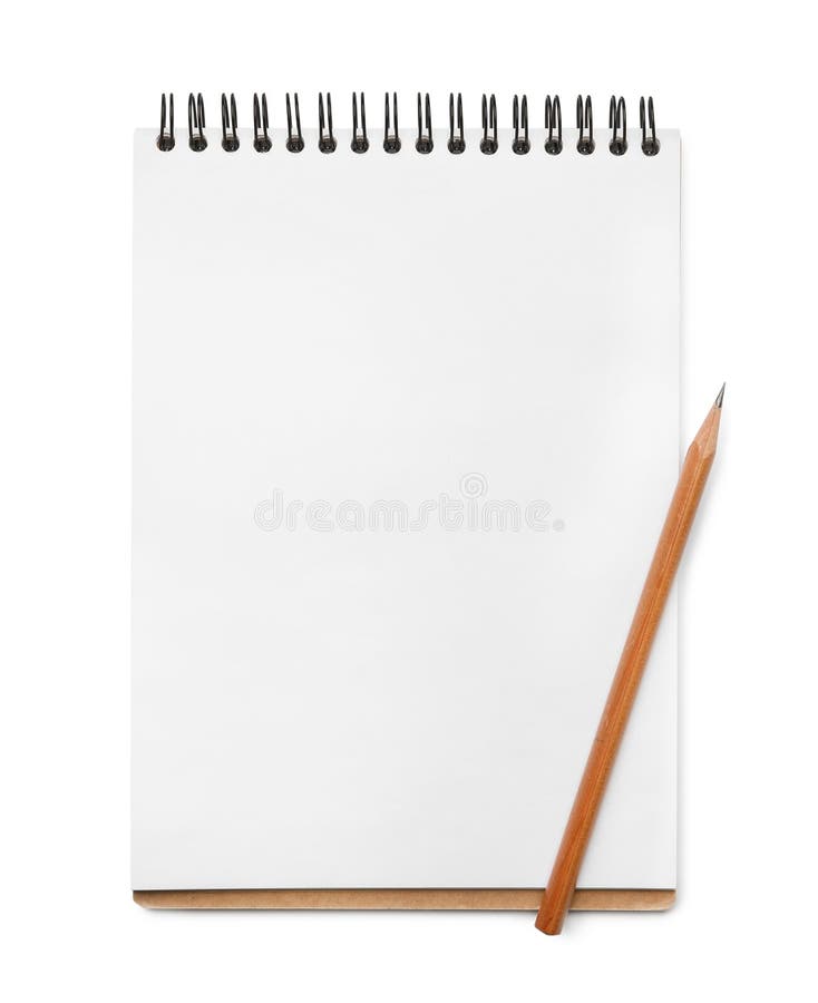 Notebook and pencil isolated on white stock photography