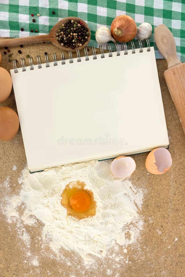 https://thumbs.dreamstime.com/b/notebook-recipes-flour-dough-blank-30961065.jpg