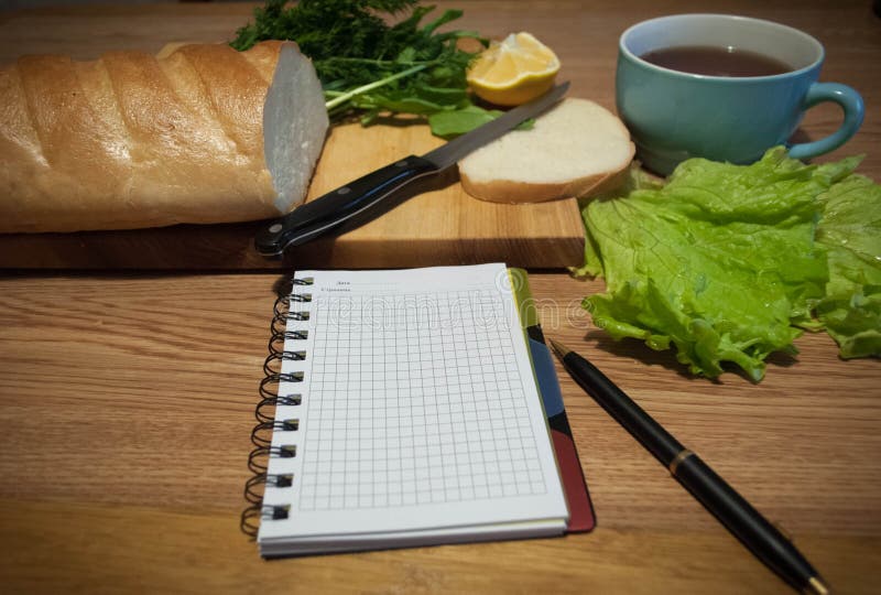 Notebook with Recipes the Recipebook an Empty Leaf Stock Photo Image