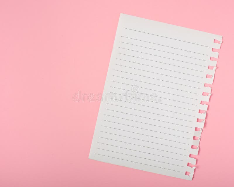 Notebook sheet with stripes on pink background