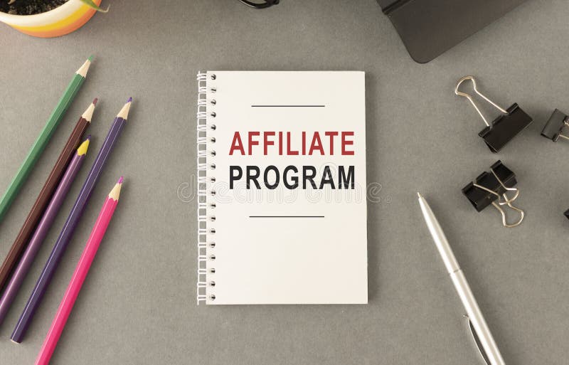 Notebook with Toolls and Notes about Affiliate royalty free stock images