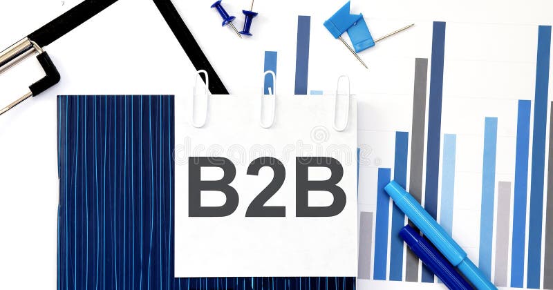 Notebook with Toolls and Notes about B2B on sticker ,concept stock photos