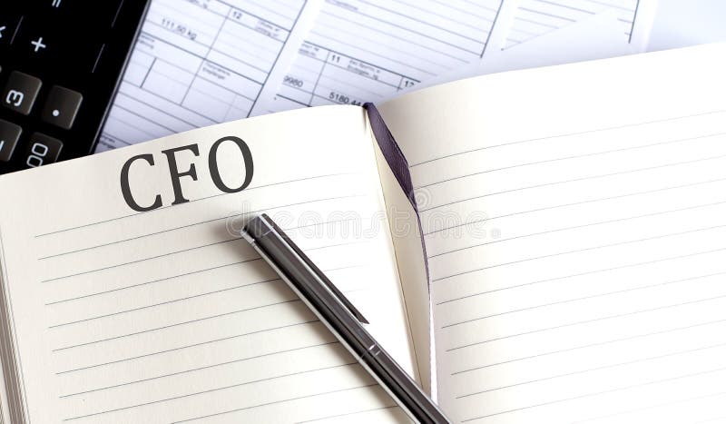 Notebook with Toolls and Notes about CFO stock images