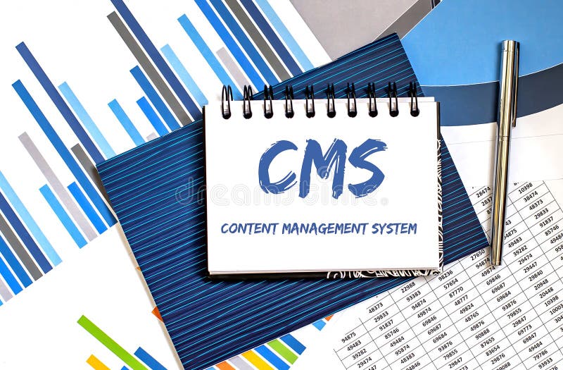Notebook with Toolls and Notes about CMS on charts,concept stock images
