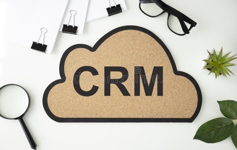 Notebook with Toolls and Notes about CRM stock photography