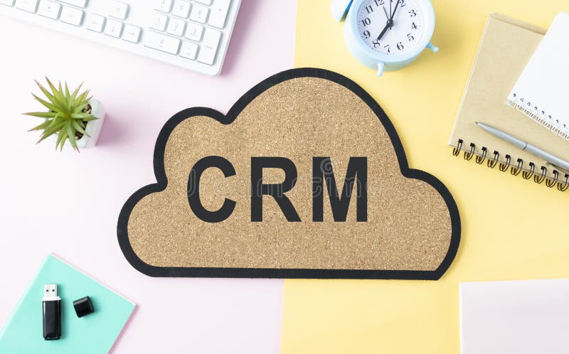 Notebook with Toolls and Notes about CRM. stock photo