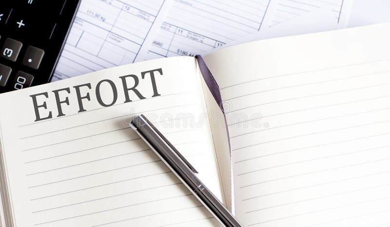 Notebook with Toolls and Notes about EFFORT royalty free stock photos