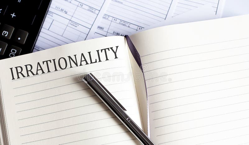 Notebook with Toolls and Notes about IRRATIONALITY royalty free stock images