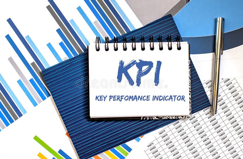 Notebook with Toolls and Notes about KPI with charts,concept stock images