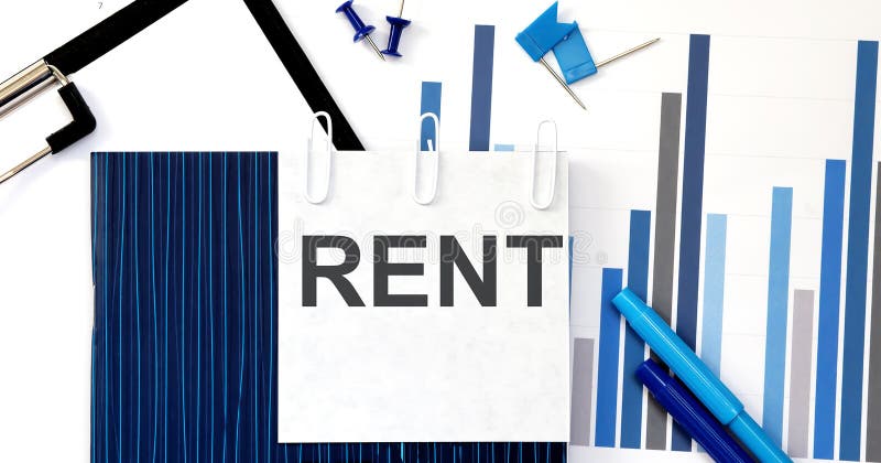 Notebook with Toolls and Notes about RENT on sticker ,concept royalty free stock photos