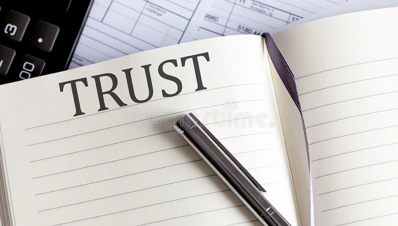 Notebook with Toolls and Notes about TRUST royalty free stock photos