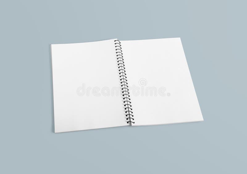 Notebook for your design, image, text or corporate identity details. Blank spiral binder notebook mock up. Top view. stock photography Notebook for your design, image, text or corporate identity details. Blank spiral binder notebook mock up. Top view. stock photography