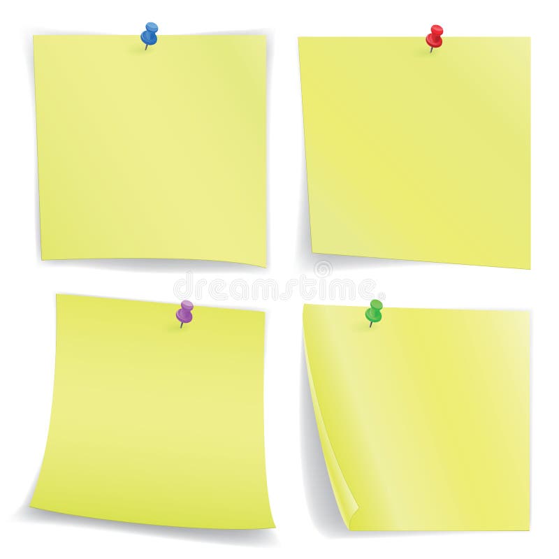 Blank Post-it Note Paper with Paperclip Stock Vector - Illustration of  letters, frame: 10120852