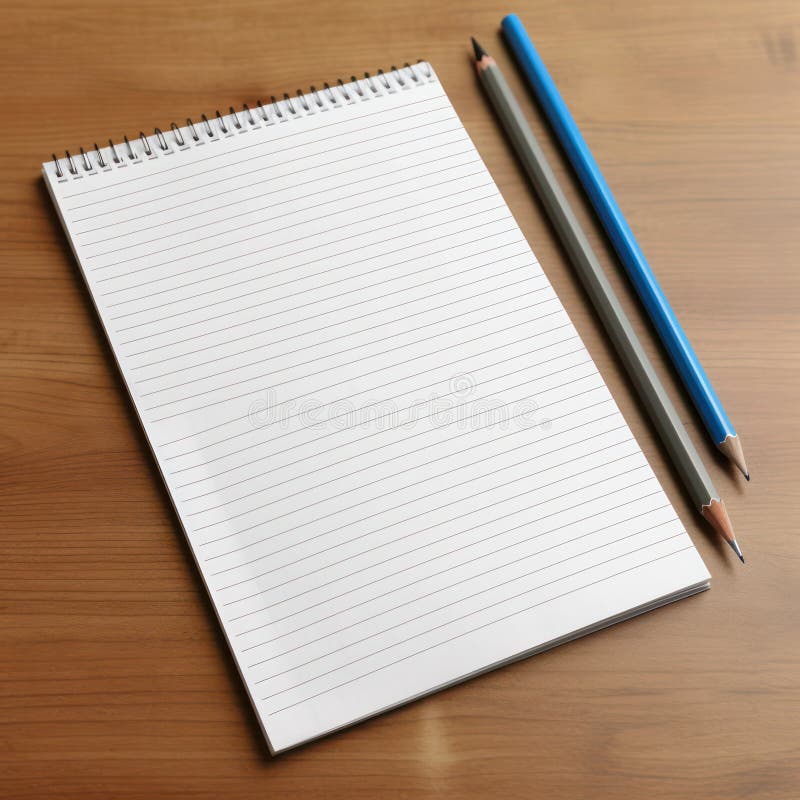 Notepad with ball pen on a white background stock illustration