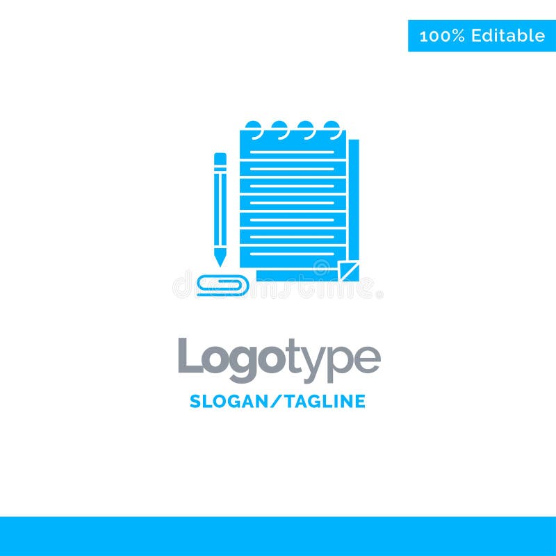 Notepad, Notebook, Pad, Novel Blue Solid Logo Template. Place for