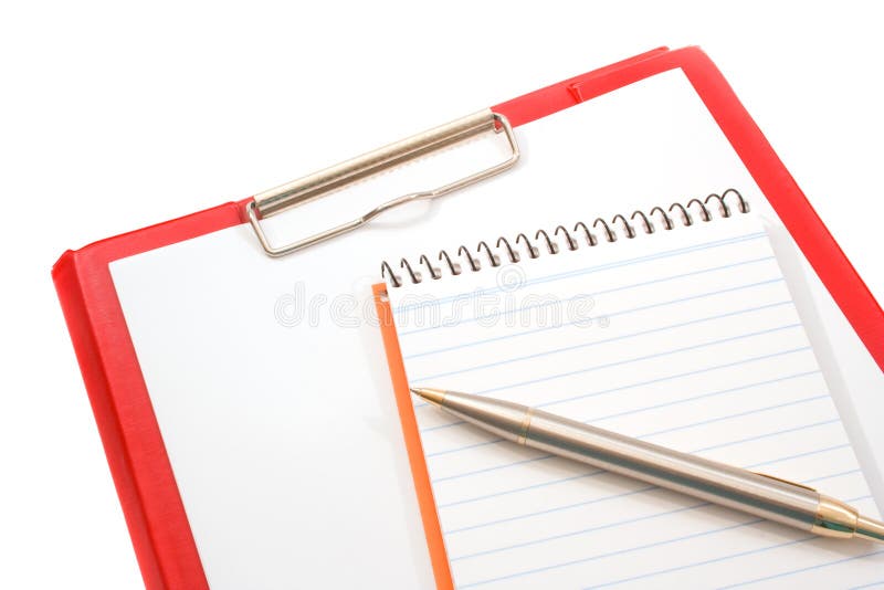 Notepad, Pen and Clipboard stock photo. Image of paper 5383804