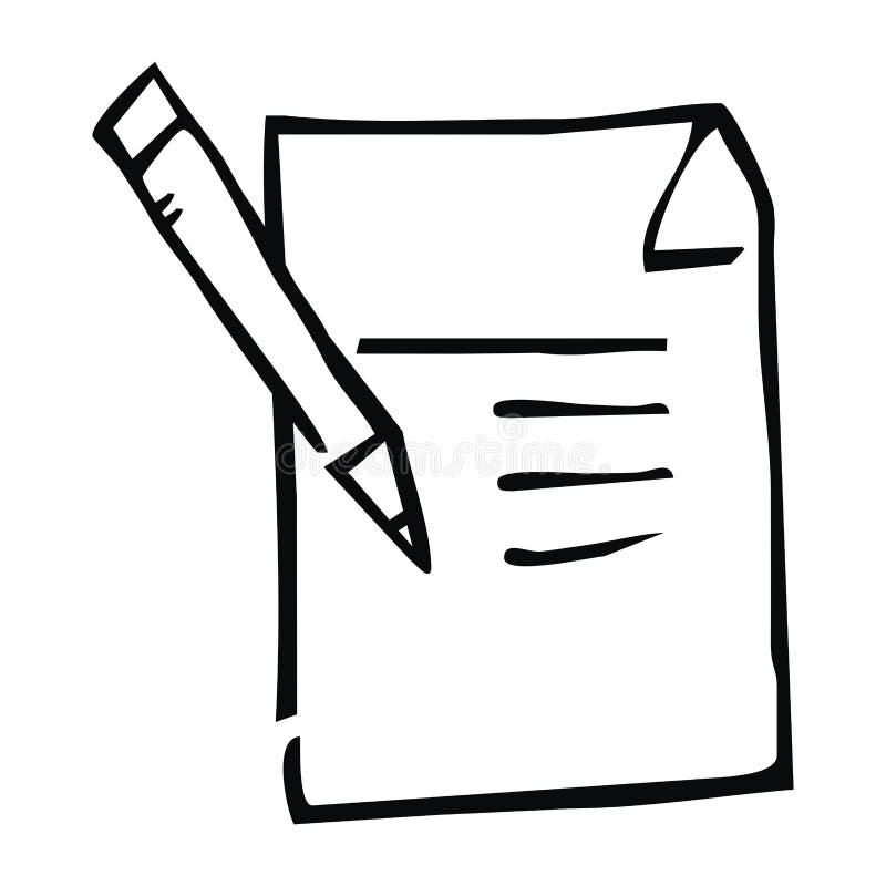 Notepad Pen Drawing Black Contour Vector Icon Sketch Stock Vector Illustration Of Copy Blank