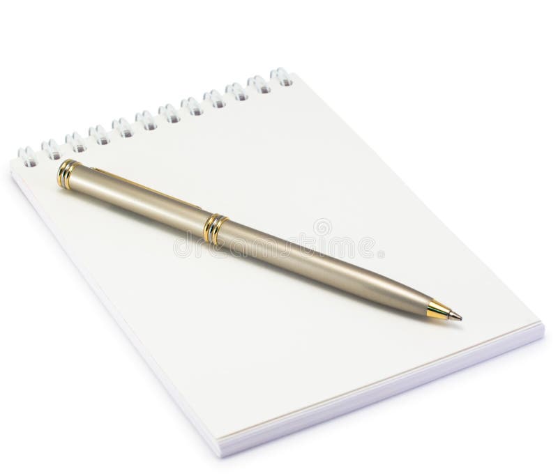 Notepad And Pen On White Background Stock Photo Image of empty, desk