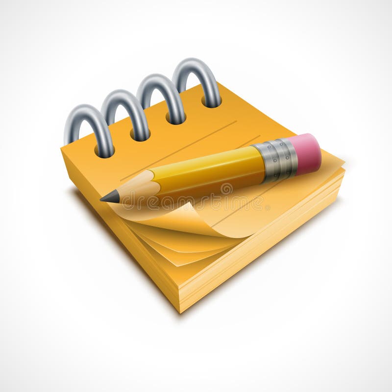 Notepad and pencil stock vector. Illustration of pictogram 74097968
