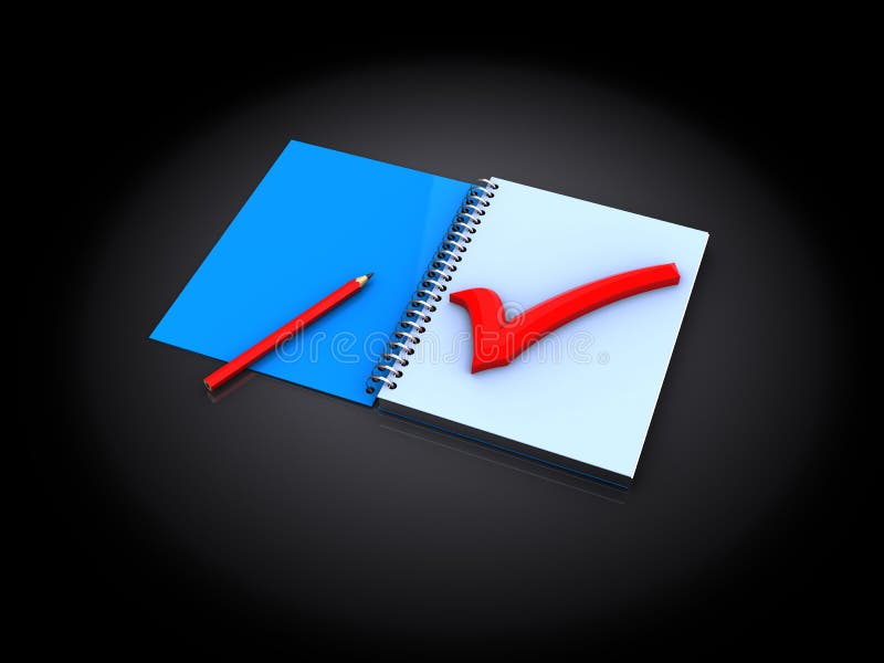 Notepad with red tick royalty free illustration Notepad with red tick royalty free illustration