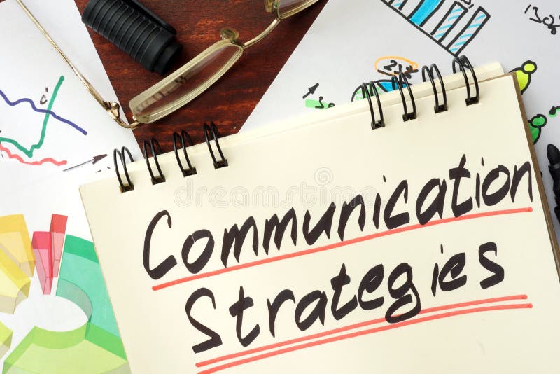 Notepad with sign Communication Strategies. stock photography