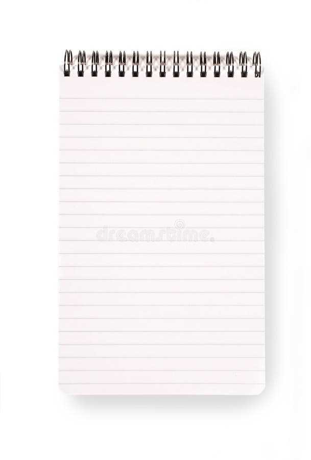Blank Spiral Notepad Isolated on White Background Stock Photo Image