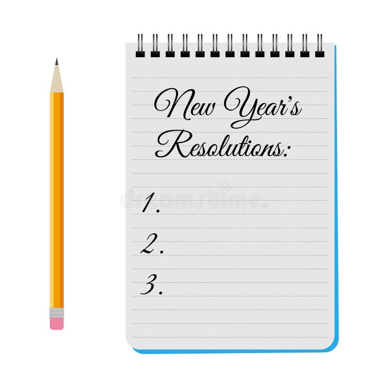 Notepad with title New Years Resolutions vector illustration Notepad with title New Years Resolutions vector illustration