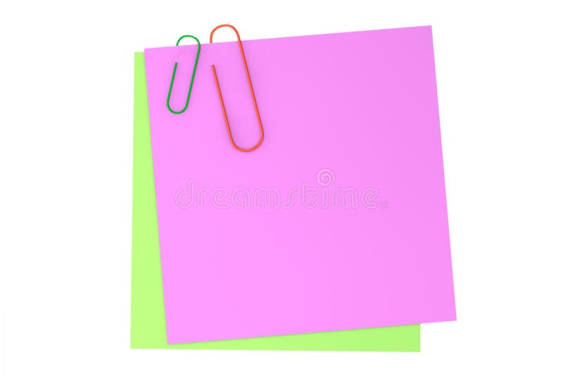 Notes collantes de note avec le trombone images stock Notes collantes de note avec le trombone images stock