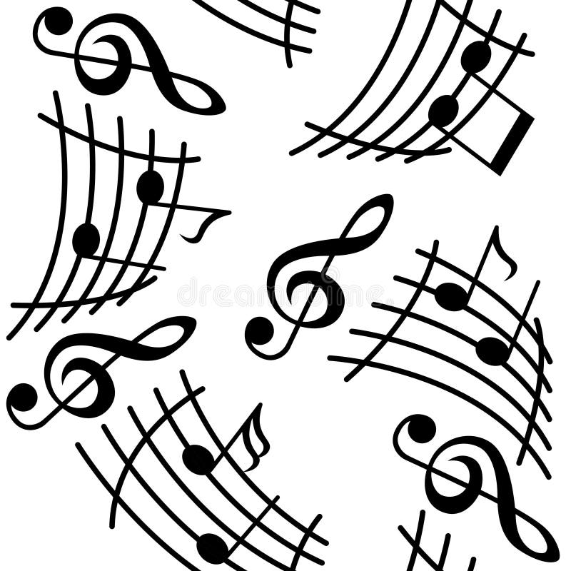 Notes with Music Elements As a Musical Background Design. Seamless Pattern Stock Illustration