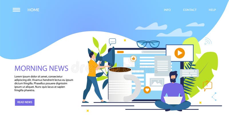 Noticias de la mañana del cartel de la publicidad que ponen letras completamente ilustración del vector Noticias de la mañana del cartel de la publicidad que ponen letras completamente ilustración del vector