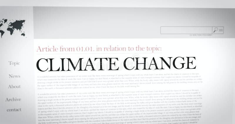 Noticias sobre el cambio climático artículos de prensa internacional con zoom lento. calentamiento global ilustración del vector