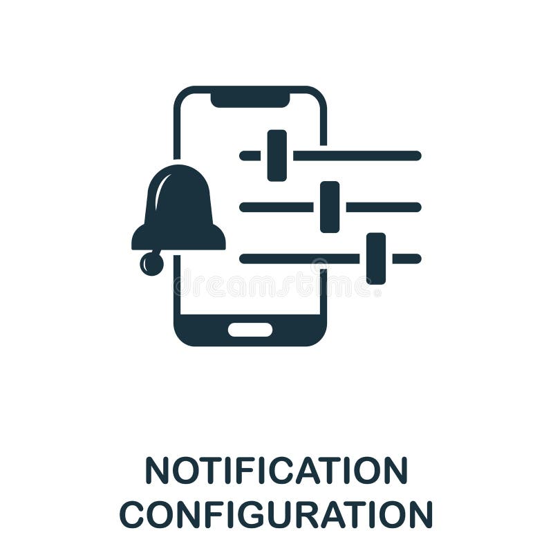 Notification Configuration icon. Simple element from app development collection. Filled Notification Configuration icon for royalty free illustration