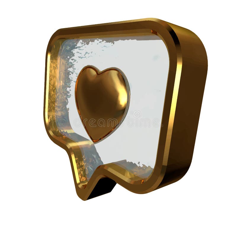 Notification with a 3d heart inside stock illustration