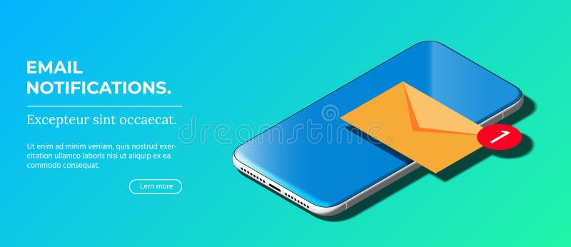 Notification of New Email on Your Mobile Phone or Smartphone. Mail icon.
