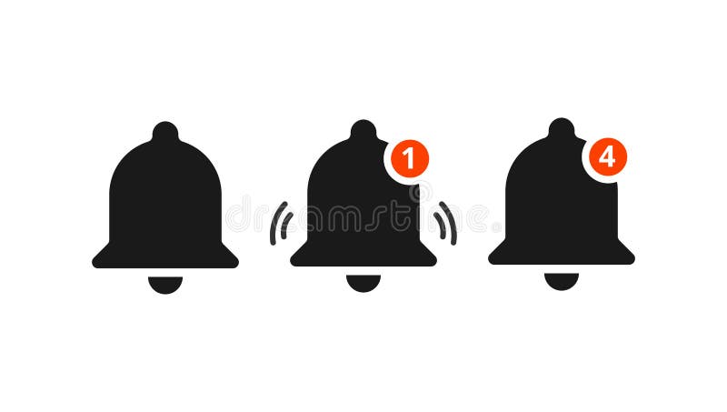 Notification vector icon. Alarm alert message ring icon. Sign for notification. Filled icon of a bell with notification for vector illustration Notification vector icon. Alarm alert message ring icon. Sign for notification. Filled icon of a bell with notification for vector illustration