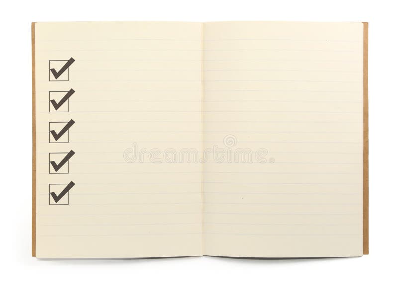 Notizbuch mit Checkliste lizenzfreie stockfotografie Notizbuch mit Checkliste lizenzfreie stockfotografie