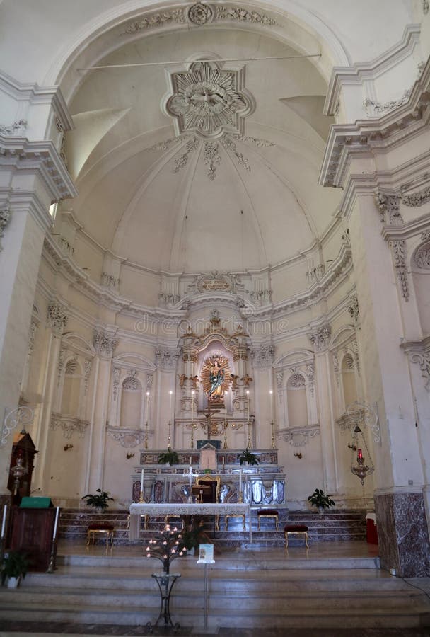 Noto, Sicily, Italy - August 26, 2020: Interior of the Church of San Francesco. Noto, Sicily, Italy - August 26, 2020: Interior of the Church of San Francesco