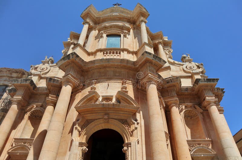 Noto - Facciata della Chiesa di San Domenico royalty free stock photo