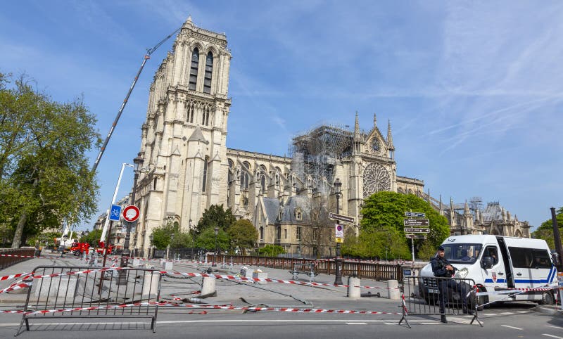Notre Dame Cathedral in Paris After the Fire royalty free stock image Notre Dame Cathedral in Paris After the Fire royalty free stock image