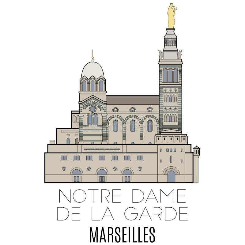 Notre Dame De La Garde, Marseilles Stock Vector - Illustration of