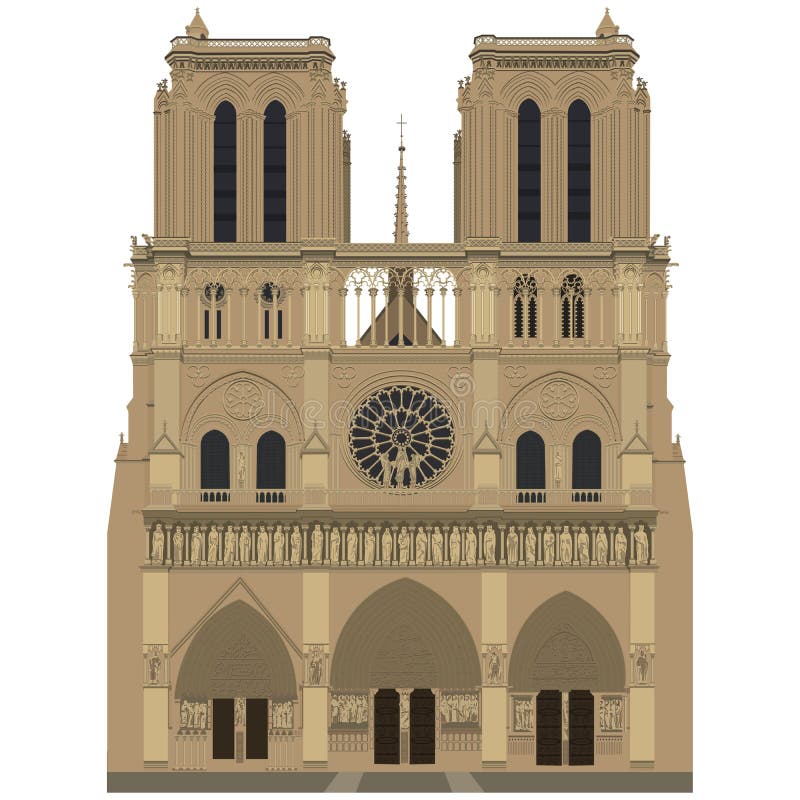 Notre Dame de Paris vector illustration.