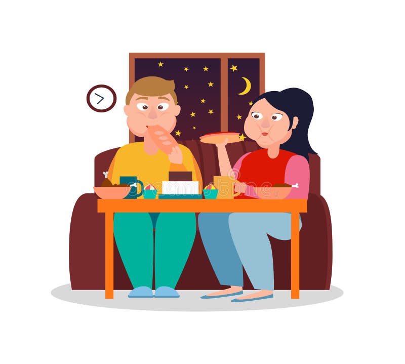 Notte che mangia l'illustrazione variopinta di vettore dell'insegna illustrazione di stock Notte che mangia l'illustrazione variopinta di vettore dell'insegna illustrazione di stock