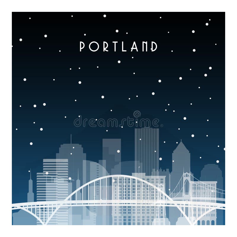 Notte di inverno a Portland illustrazione vettoriale Notte di inverno a Portland illustrazione vettoriale